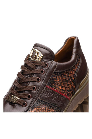 Marco Di Milano Brescia Washed Cognac Genuine Snake Skin / Leather Sneakers (MDM1124)