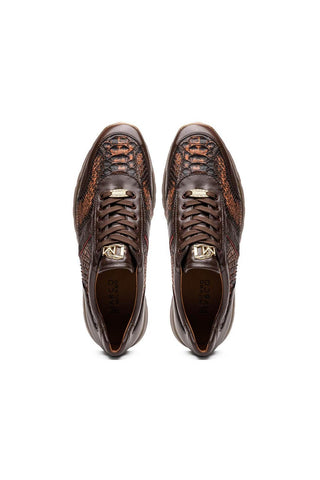 Marco Di Milano Brescia Washed Cognac Genuine Snake Skin / Leather Sneakers (MDM1124)