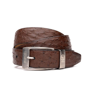 Marco Di Milano Brown Genuine Exotic Ostrich Men's Belts (MDMB1030)-AmbrogioShoes