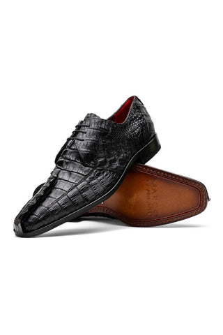 Marco Di Milano Cancun Black Exotic Hornback Crocodile Skin Derby (MDM1003)