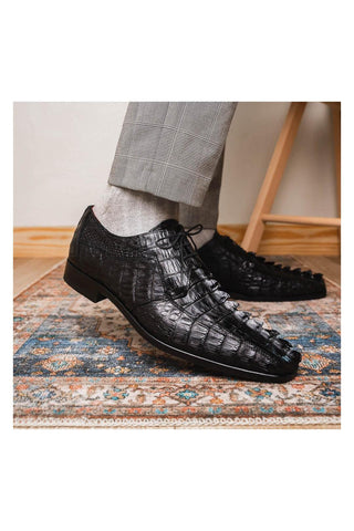 Marco Di Milano Cancun Black Hornback Crocodile Skin Derby (MDM1003)