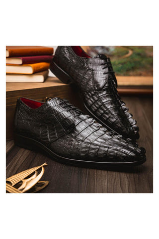 Marco Di Milano Cancun Black Hornback Crocodile Skin Derby (MDM1003)