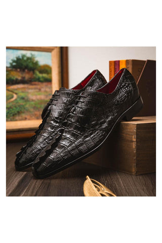 Marco Di Milano Cancun Black Hornback Crocodile Skin Derby (MDM1003)