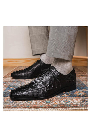Marco Di Milano Cancun Black Hornback Crocodile Skin Derby (MDM1003)