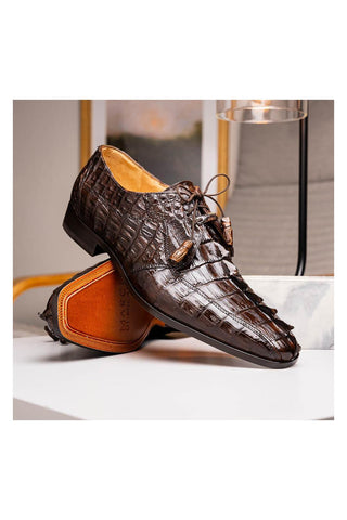 Marco Di Milano Cancun Brown Hornback Crocodile Skin Derby (MDM1003)