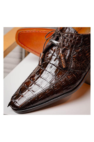 Marco Di Milano Cancun Brown Hornback Crocodile Skin Derby (MDM1003)