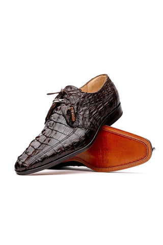 Marco Di Milano Cancun Brown Hornback Crocodile Skin Derby (MDM1003)