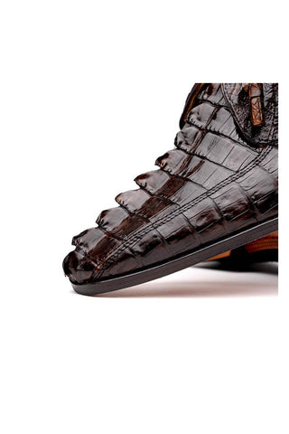 Marco Di Milano Cancun Brown Hornback Crocodile Skin Derby (MDM1003)