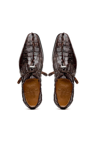 Marco Di Milano Cancun Brown Hornback Crocodile Skin Derby (MDM1003)