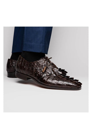 Marco Di Milano Cancun Brown Hornback Crocodile Skin Derby (MDM1003)