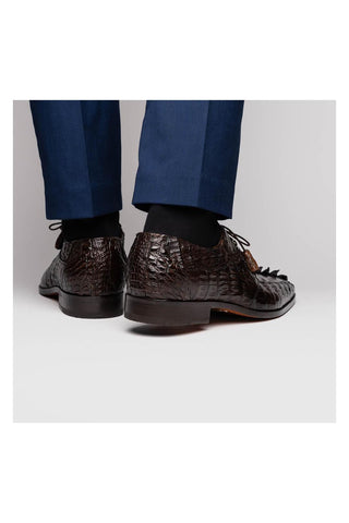 Marco Di Milano Cancun Brown Hornback Crocodile Skin Derby (MDM1003)