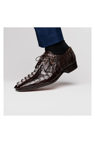 Marco Di Milano Cancun Brown Hornback Crocodile Skin Derby (MDM1003)