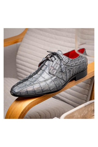 Marco Di Milano Cancun Gray Exotic Hornback Crocodile Skin Derby (MDM1003)