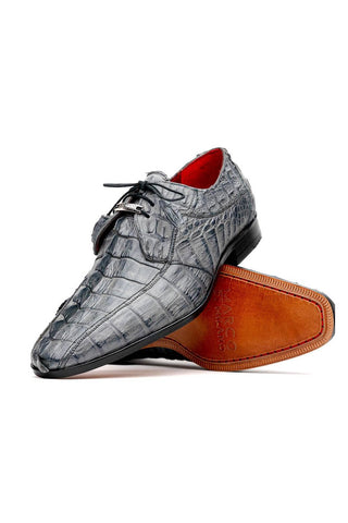 Marco Di Milano Cancun Gray Exotic Hornback Crocodile Skin Derby (MDM1003)