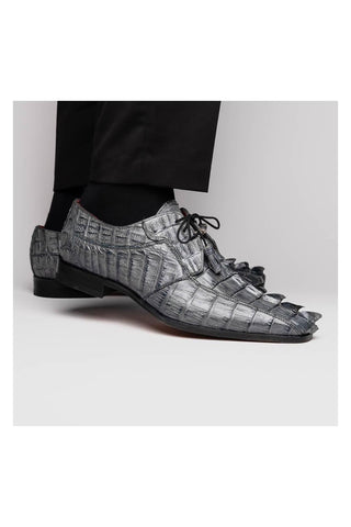 Marco Di Milano Cancun Gray Exotic Hornback Crocodile Skin Derby (MDM1003)
