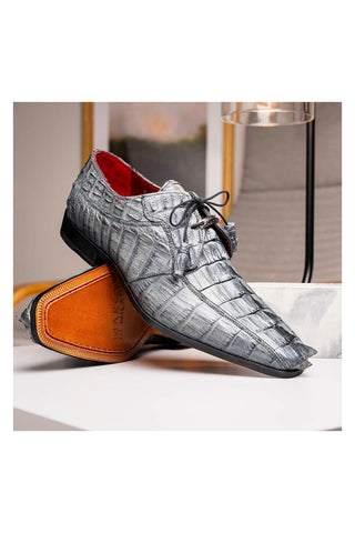 Marco Di Milano Cancun Gray Hornback Crocodile Skin Derby (MDM1003)