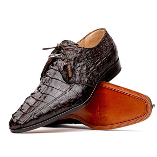 Marco Di Milano Cancun Men's Shoes Brown Exotic Hornback Crocodile Skin Derby Oxfords (MDM1005)-AmbrogioShoes