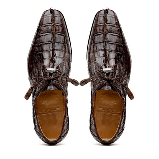 Marco Di Milano Cancun Men's Shoes Brown Exotic Hornback Crocodile Skin Derby Oxfords (MDM1005)-AmbrogioShoes