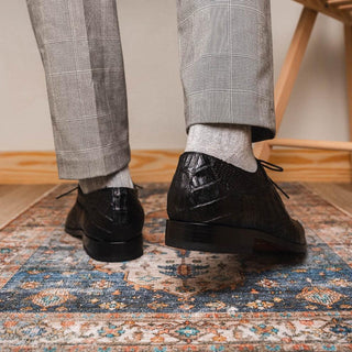 Marco Di Milano Cancun Men's Shoes Exotic Hornback Crocodile Skin Derby (MDM1003)-AmbrogioShoes