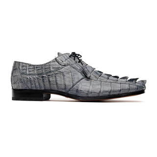 Marco Di Milano Cancun Men's Shoes Gray Exotic Hornback Crocodile Skin Derby Oxfords (MDM1003)-AmbrogioShoes