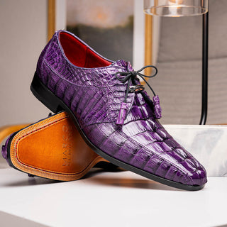 Marco Di Milano Cancun Men's Shoes Purple Exotic Hornback Crocodile Skin Derby Oxfords (MDM1004)-AmbrogioShoes