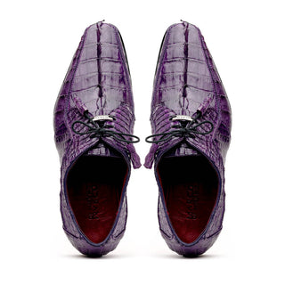 Marco Di Milano Cancun Men's Shoes Purple Exotic Hornback Crocodile Skin Derby Oxfords (MDM1004)-AmbrogioShoes