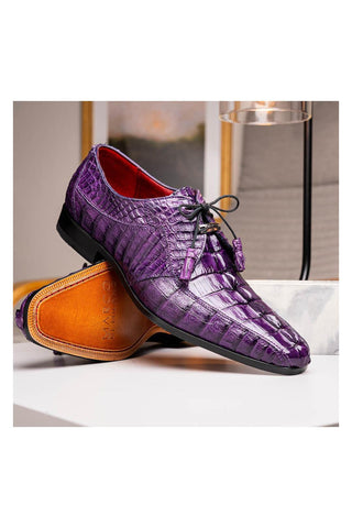 Marco Di Milano Cancun Purple Exotic Hornback Crocodile Skin Derby (MDM1003)