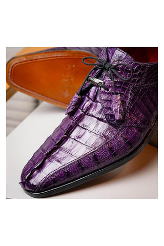 Marco Di Milano Cancun Purple Exotic Hornback Crocodile Skin Derby (MDM1003)