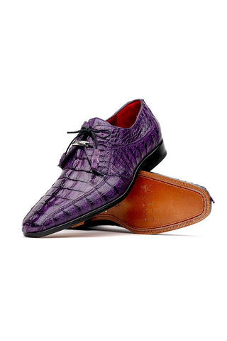 Marco Di Milano Cancun Purple Exotic Hornback Crocodile Skin Derby (MDM1003)