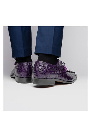 Marco Di Milano Cancun Purple Exotic Hornback Crocodile Skin Derby (MDM1003)