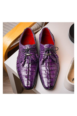 Marco Di Milano Cancun Purple Hornback Crocodile Skin Derby (MDM1003)