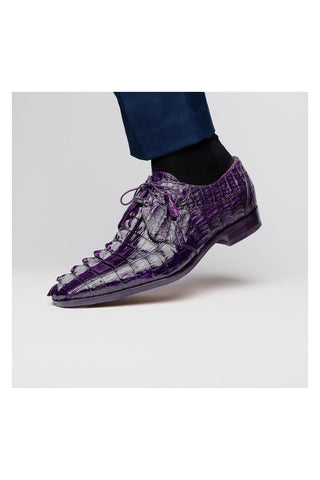 Marco Di Milano Cancun Purple Hornback Crocodile Skin Derby (MDM1003)