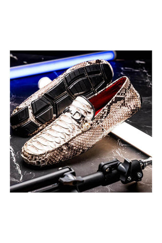 Marco Di Milano Capri Natural Python Skin Horse-Bit Loafer (MDM1241)