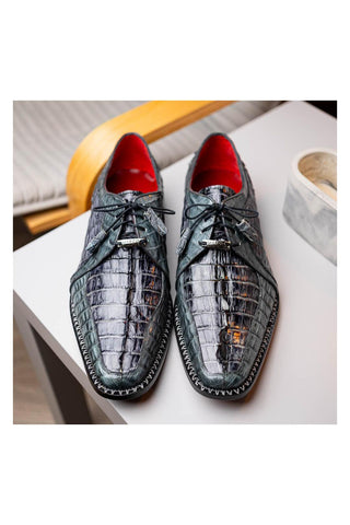 Marco Di Milano Caribe Dark Gray Genuine Hornback Caiman Crocodile Derby (MDM1118)