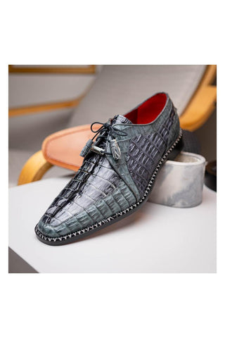 Marco Di Milano Caribe Dark Gray Genuine Hornback Caiman Crocodile Derby (MDM1118)