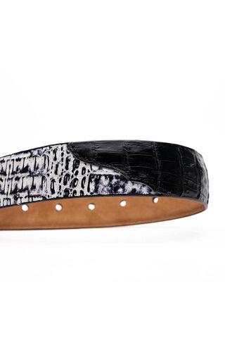 Marco Di Milano Caribe Men's Black / Newspaper Genuine Crocodile Belts (MDMB1045)