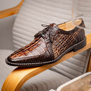 Marco Di Milano Caribe Men's Shoes Genuine Hornback Caiman Crocodile Dress Derby Oxfords (MDM1118)-AmbrogioShoes