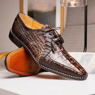 Marco Di Milano Caribe Men's Shoes Genuine Hornback Caiman Crocodile Dress Derby Oxfords (MDM1118)-AmbrogioShoes