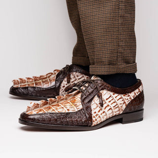 Marco Di Milano Caribe Men's Shoes Genuine Hornback Caiman Crocodile Dress Derby Oxfords (MDM1118)-AmbrogioShoes