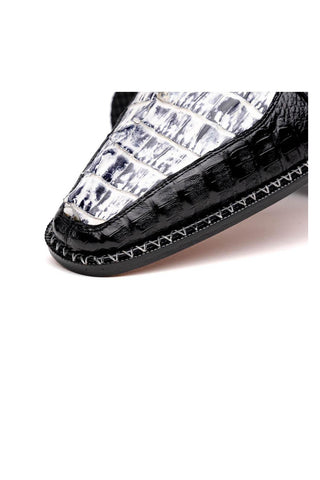 Marco Di Milano Caribe Newspaper & Black Genuine Hornback Caiman Crocodile Derby (MDM1118)