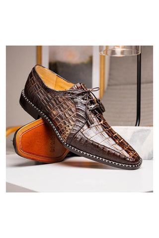 Marco Di Milano Caribe Orix & Brown Genuine Hornback Caiman Crocodile Derby (MDM1118)
