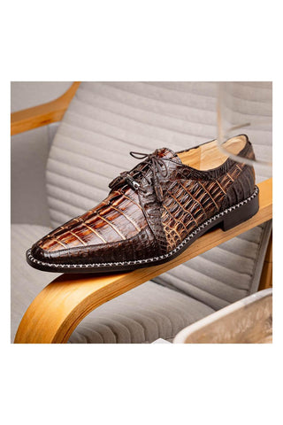 Marco Di Milano Caribe Orix & Brown Genuine Hornback Caiman Crocodile Derby (MDM1118)