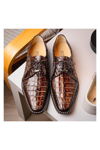 Marco Di Milano Caribe Orix & Brown Genuine Hornback Caiman Crocodile Derby (MDM1118)