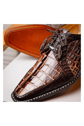 Marco Di Milano Caribe Orix & Brown Genuine Hornback Caiman Crocodile Derby (MDM1118)