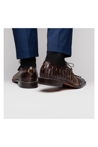Marco Di Milano Caribe Orix & Brown Genuine Hornback Caiman Crocodile Derby (MDM1118)