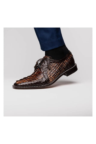 Marco Di Milano Caribe Orix & Brown Genuine Hornback Caiman Crocodile Derby (MDM1118)