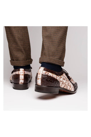 Marco Di Milano Caribe White & Brown Genuine Hornback Caiman Crocodile Derby (MDM1118)