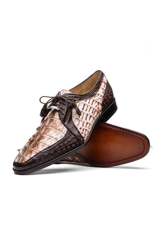 Marco Di Milano Caribe White & Brown Genuine Hornback Caiman Crocodile Derby (MDM1118)