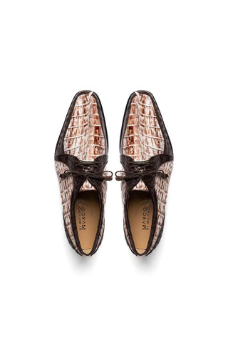 Marco Di Milano Caribe White & Brown Genuine Hornback Caiman Crocodile Derby (MDM1118)