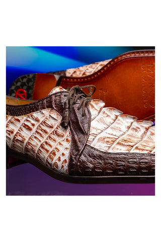 Marco Di Milano Caribe White & Brown Genuine Hornback Caiman Crocodile Derby (MDM1118)